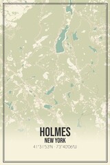 Retro US city map of Holmes, New York. Vintage street map.