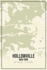 Retro US city map of Hollowville, New York. Vintage street map.