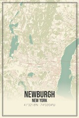 Retro US city map of Newburgh, New York. Vintage street map.