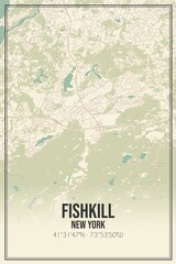 Retro US city map of Fishkill, New York. Vintage street map.