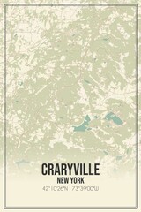Retro US city map of Craryville, New York. Vintage street map.