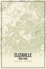 Retro US city map of Elizaville, New York. Vintage street map.