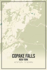 Retro US city map of Copake Falls, New York. Vintage street map.
