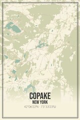 Retro US city map of Copake, New York. Vintage street map.