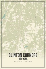Retro US city map of Clinton Corners, New York. Vintage street map.