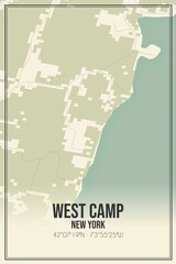 Retro US city map of West Camp, New York. Vintage street map.