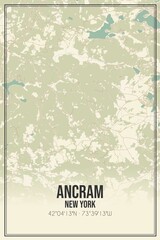 Retro US city map of Ancram, New York. Vintage street map.