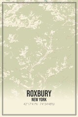 Retro US city map of Roxbury, New York. Vintage street map.