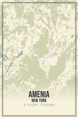 Retro US city map of Amenia, New York. Vintage street map.