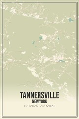 Retro US city map of Tannersville, New York. Vintage street map.