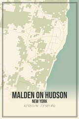 Retro US city map of Malden On Hudson, New York. Vintage street map.