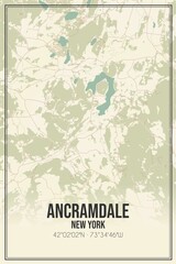 Retro US city map of Ancramdale, New York. Vintage street map.