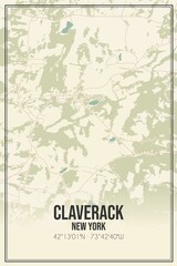 Retro US city map of Claverack, New York. Vintage street map.