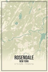 Retro US city map of Rosendale, New York. Vintage street map.