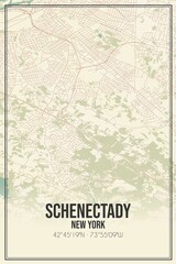 Retro US city map of Schenectady, New York. Vintage street map.