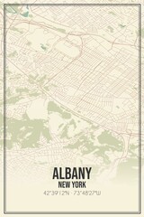 Retro US city map of Albany, New York. Vintage street map.