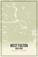 Retro US city map of West Fulton, New York. Vintage street map.