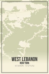 Retro US city map of West Lebanon, New York. Vintage street map.