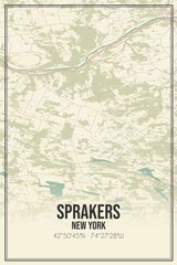 Retro US city map of Sprakers, New York. Vintage street map.