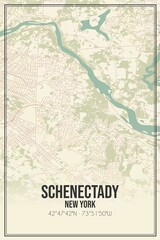 Retro US city map of Schenectady, New York. Vintage street map.
