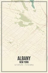 Retro US city map of Albany, New York. Vintage street map.