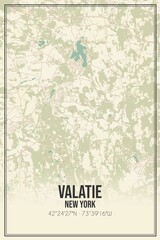 Retro US city map of Valatie, New York. Vintage street map.