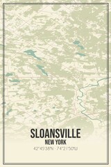 Retro US city map of Sloansville, New York. Vintage street map.