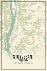 Retro US city map of Stuyvesant, New York. Vintage street map.