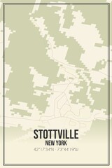 Retro US city map of Stottville, New York. Vintage street map.