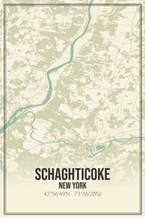 Retro US city map of Schaghticoke, New York. Vintage street map.