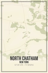 Retro US city map of North Chatham, New York. Vintage street map.