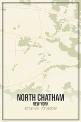 Fototapeta premium Retro US city map of North Chatham, New York. Vintage street map.