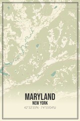Retro US city map of Maryland, New York. Vintage street map.