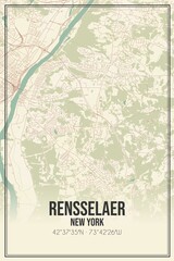 Retro US city map of Rensselaer, New York. Vintage street map.