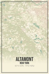 Retro US city map of Altamont, New York. Vintage street map.