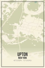 Retro US city map of Upton, New York. Vintage street map.