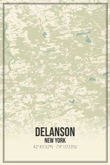 Retro US city map of Delanson, New York. Vintage street map.