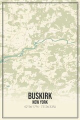 Retro US city map of Buskirk, New York. Vintage street map.