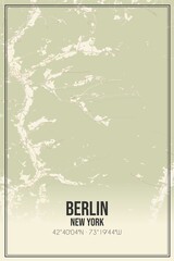 Retro US city map of Berlin, New York. Vintage street map.