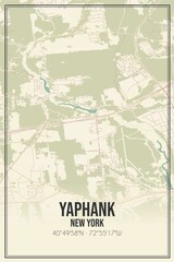 Retro US city map of Yaphank, New York. Vintage street map.