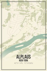 Retro US city map of Alplaus, New York. Vintage street map.