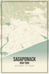 Retro US city map of Sagaponack, New York. Vintage street map.