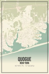 Retro US city map of Quogue, New York. Vintage street map.