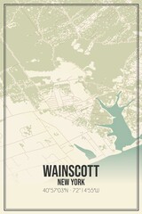 Retro US city map of Wainscott, New York. Vintage street map.