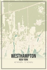 Retro US city map of Westhampton, New York. Vintage street map.