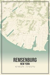 Retro US city map of Remsenburg, New York. Vintage street map.
