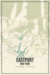 Retro US city map of Eastport, New York. Vintage street map.