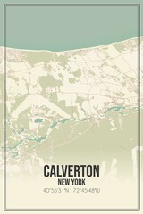 Retro US city map of Calverton, New York. Vintage street map.