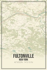 Retro US city map of Fultonville, New York. Vintage street map.