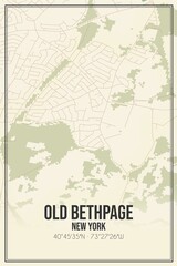 Retro US city map of Old Bethpage, New York. Vintage street map.